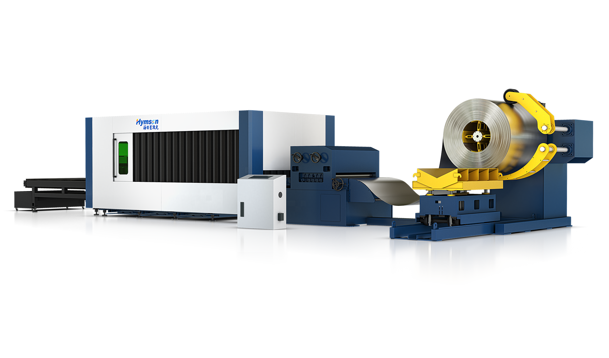 Máquina de corte a laser de alimentação e desenrolamento